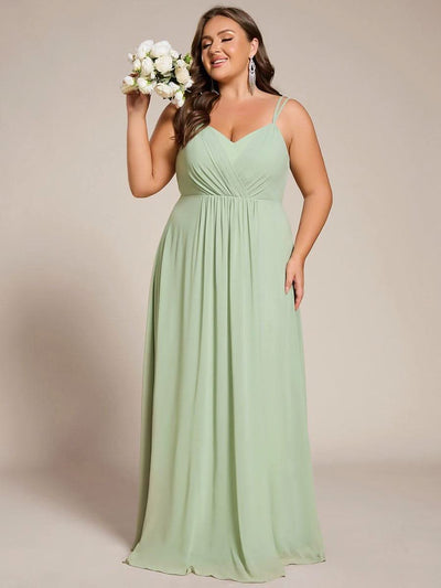 Plus Size Convertible Lace-Up Chiffon Bridesmaid Dress #color_Mint Green