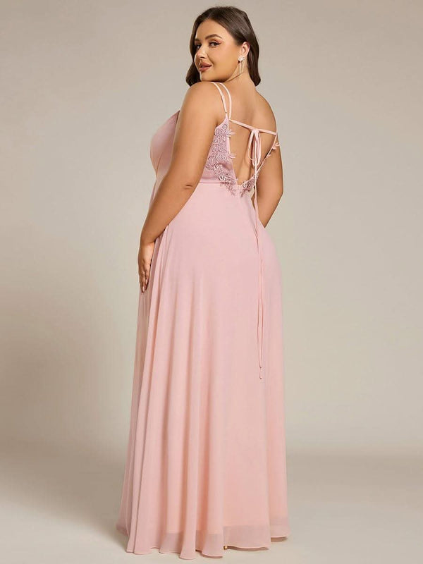 pretty RUBY|Plus Size Convertible Lace-Up Chiffon Bridesmaid Dress