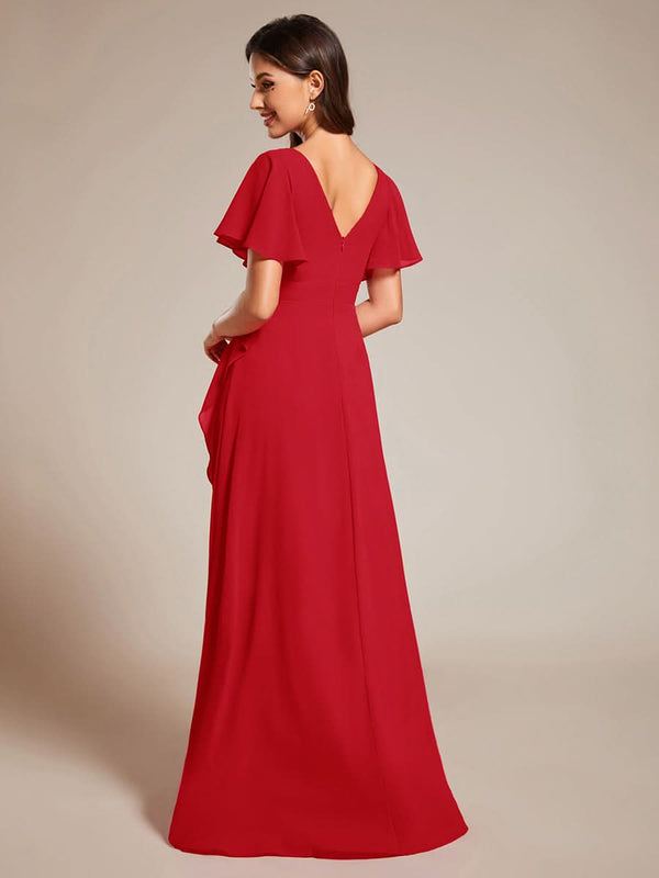 ever OREE|Ruffles Sleeve V-Neck Chiffon Bridesmaid Dress