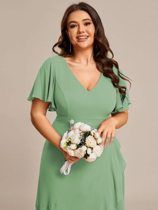 ever OREE|Ruffles Sleeve V-Neck Chiffon Bridesmaid Dress