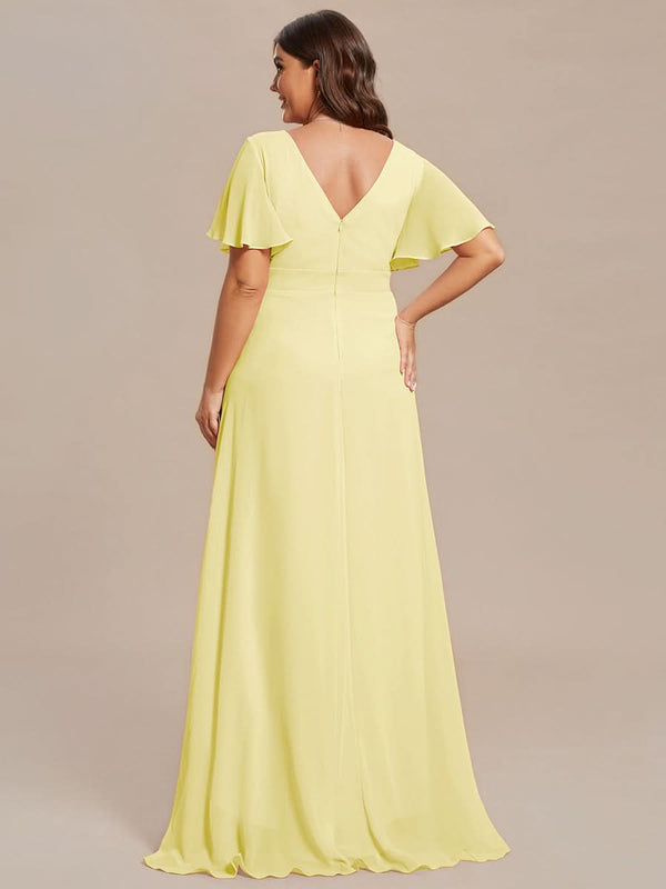 ever OREE|Ruffles Sleeve V-Neck Chiffon Bridesmaid Dress