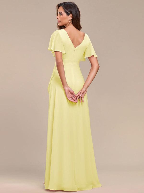 ever OREE|Ruffles Sleeve V-Neck Chiffon Bridesmaid Dress