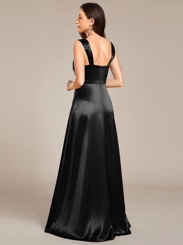 ever NOVALEE|Square Neck Satin Maxi Bridesmaid Dress with Front Slit