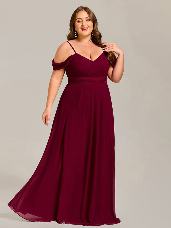 Spaghetti Strap V-Neck Pleated A-Line Bridesmaid Dresses
