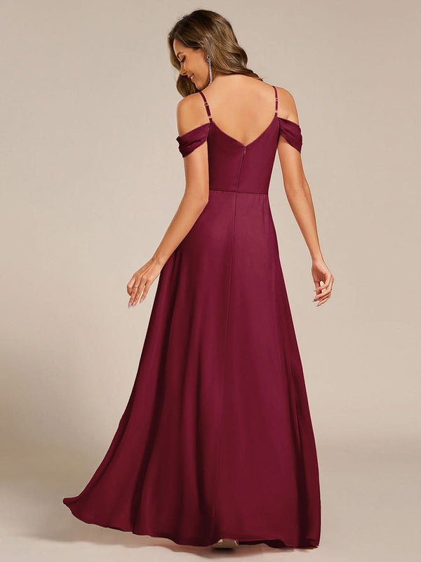 Spaghetti Strap V-Neck Pleated A-Line Bridesmaid Dresses