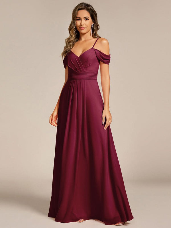 Spaghetti Strap V-Neck Pleated A-Line Bridesmaid Dresses