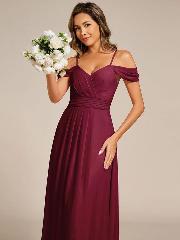 Spaghetti Strap V-Neck Pleated A-Line Bridesmaid Dresses
