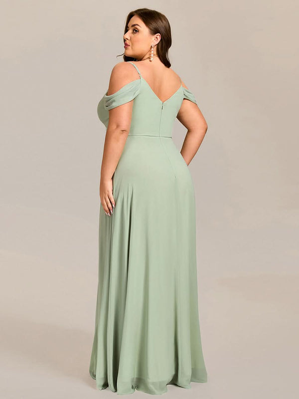 Spaghetti Strap V-Neck Pleated A-Line Bridesmaid Dresses