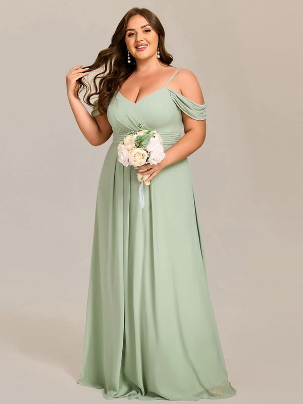 Spaghetti Strap V-Neck Pleated A-Line Bridesmaid Dresses