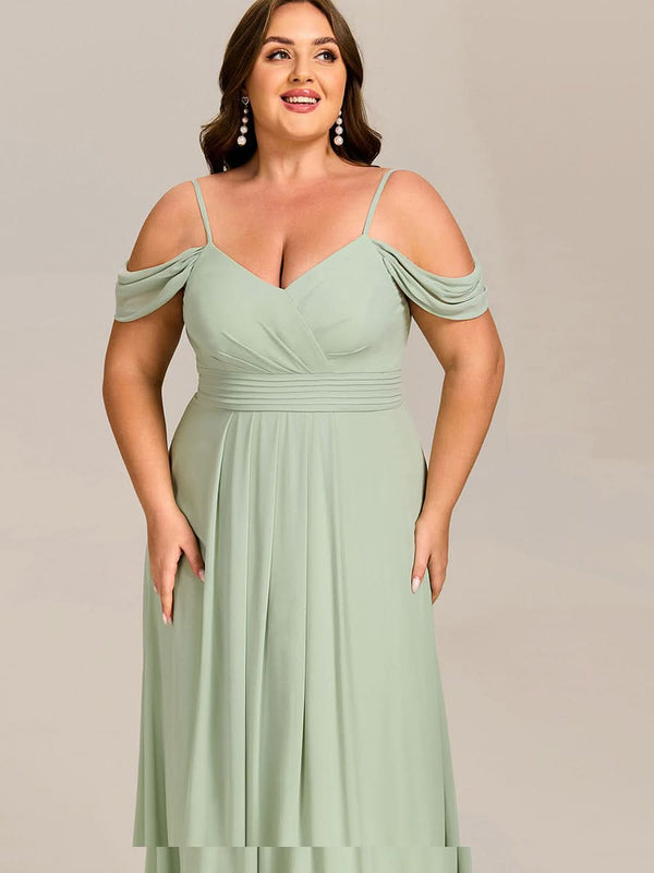 Spaghetti Strap V-Neck Pleated A-Line Bridesmaid Dresses