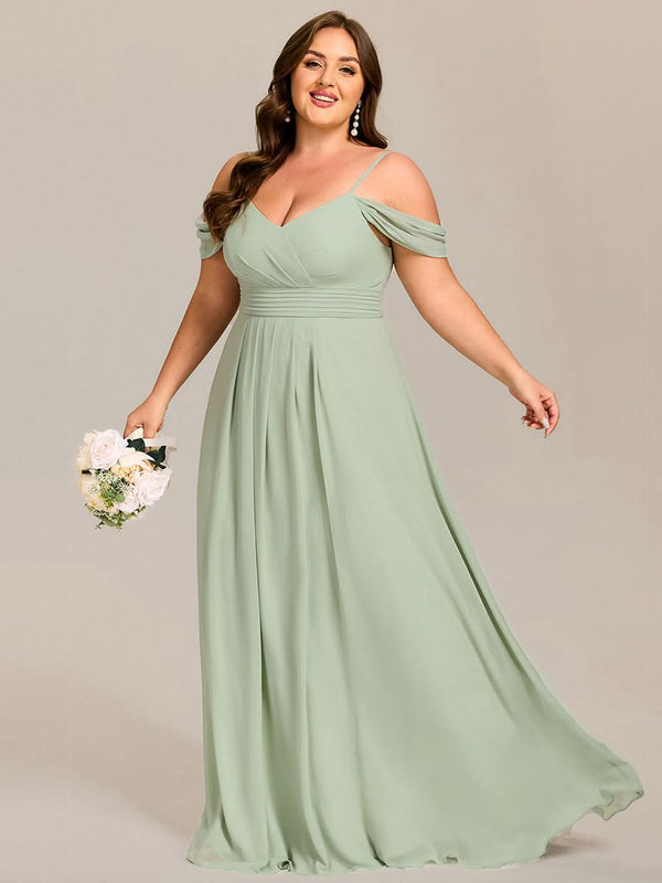 Spaghetti Strap V-Neck Pleated A-Line Bridesmaid Dresses