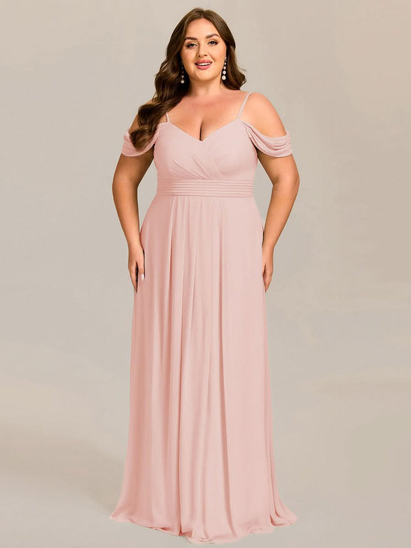 Spaghetti Strap V-Neck Pleated A-Line Bridesmaid Dresses