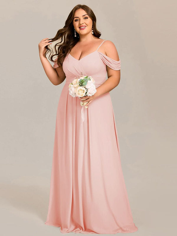 Spaghetti Strap V-Neck Pleated A-Line Bridesmaid Dresses