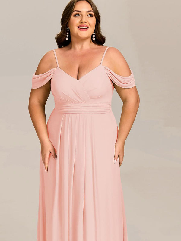Spaghetti Strap V-Neck Pleated A-Line Bridesmaid Dresses