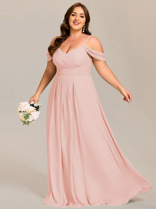 Spaghetti Strap V-Neck Pleated A-Line Bridesmaid Dresses
