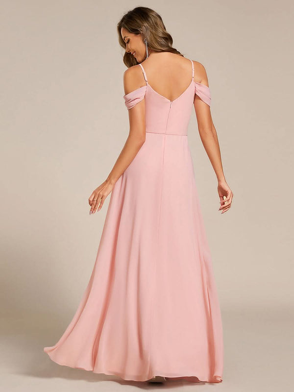 Spaghetti Strap V-Neck Pleated A-Line Bridesmaid Dresses