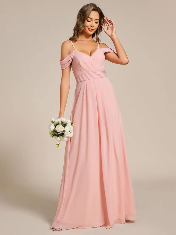 Spaghetti Strap V-Neck Pleated A-Line Bridesmaid Dresses