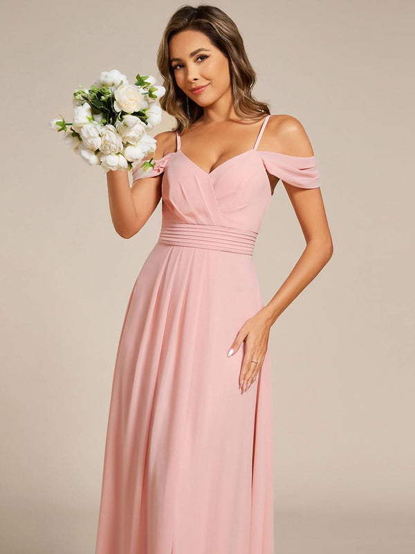 Spaghetti Strap V-Neck Pleated A-Line Bridesmaid Dresses