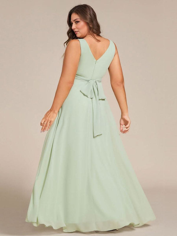 pretty SAUYER|Plus Size Strapless V-Neck A-Line Lace-Up Bridesmaid Dress