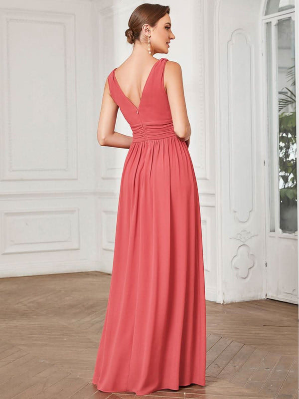 ever HUSH|Chiffon Empire Waist Sleeveless Pleated V-neck Bridesmaid Dress