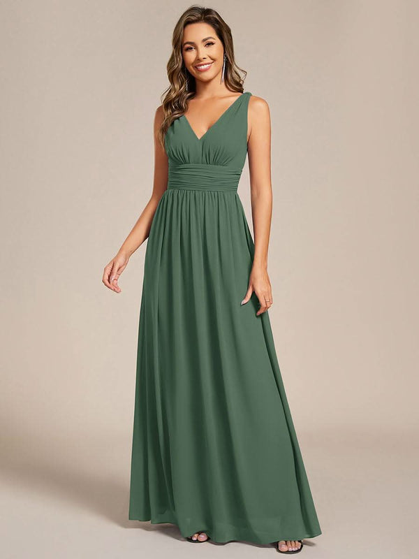 ever HUSH|Chiffon Empire Waist Sleeveless Pleated V-neck Bridesmaid Dress