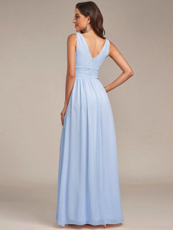 ever HUSH|Chiffon Empire Waist Sleeveless Pleated V-neck Bridesmaid Dress