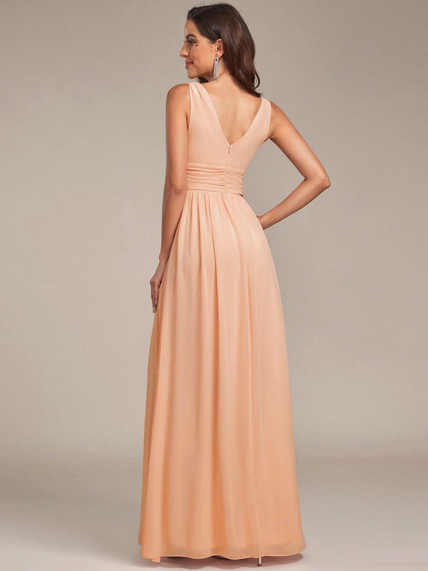 ever HUSH|Chiffon Empire Waist Sleeveless Pleated V-neck Bridesmaid Dress