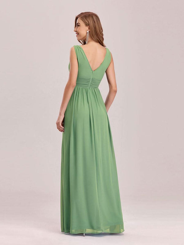 ever HUSH|Chiffon Empire Waist Sleeveless Pleated V-neck Bridesmaid Dress
