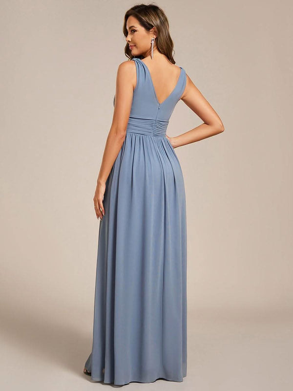 ever HUSH|Chiffon Empire Waist Sleeveless Pleated V-neck Bridesmaid Dress