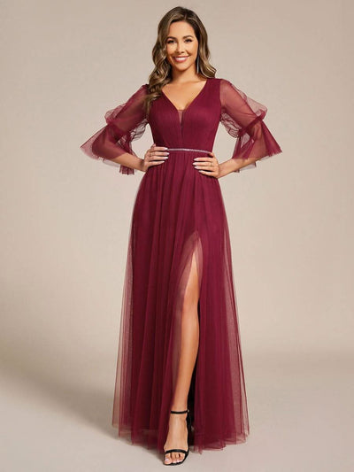 ever HEIDY|Lantern Long Sleeve Split Maxi Bridesmaid Dresses