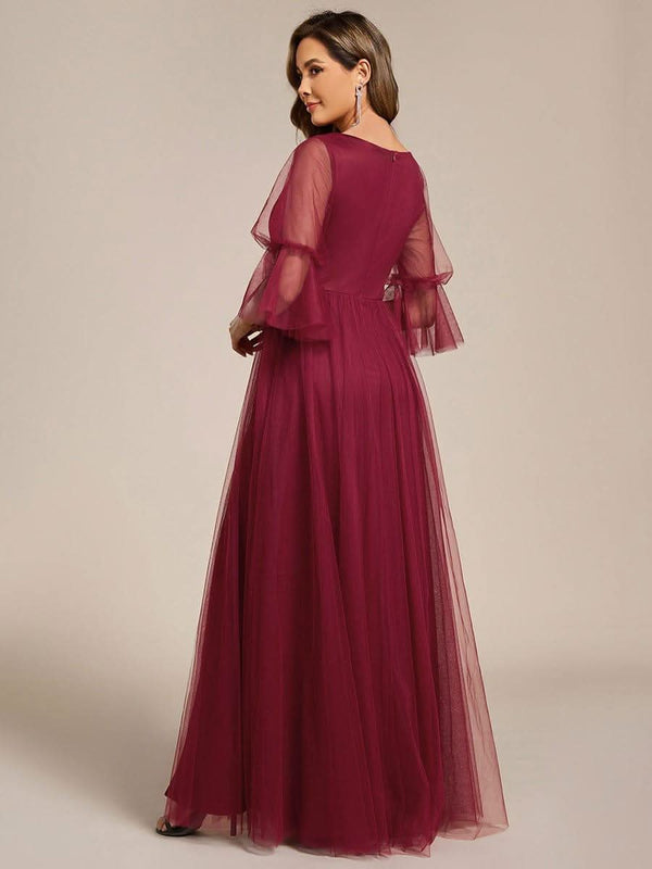 ever HEIDY|Lantern Long Sleeve Split Maxi Bridesmaid Dresses