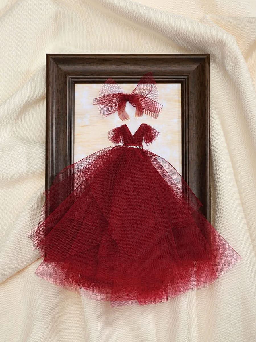 3D Dress Shadow Box Frame Decoration #color_Burgundy