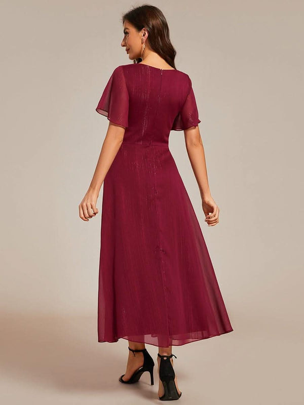 ever EMBER|Glitter Twist Knot See-Through Long Sleeve Wedding Guest Dress