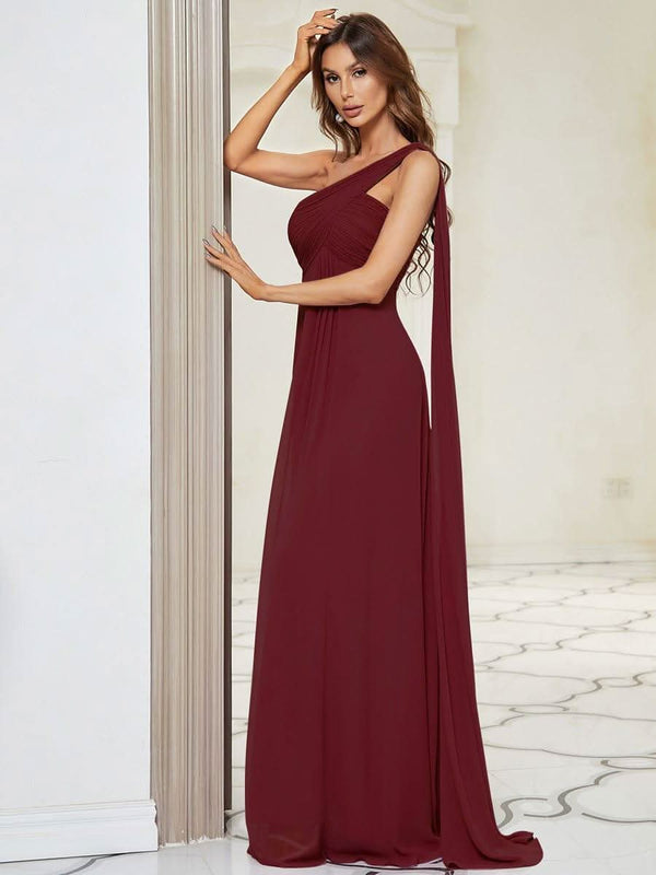 ever ANAYA|One Shoulder Pleated Chiffion Bridesmaid Sleeves1