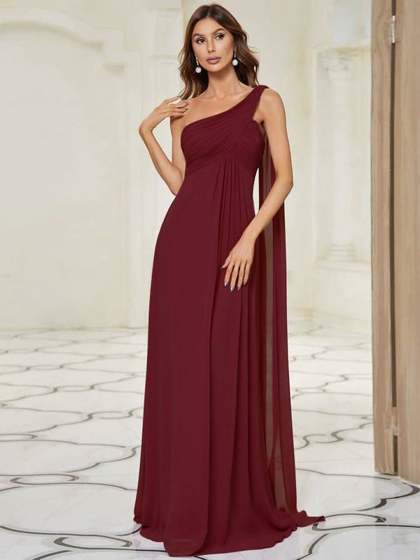 ever ANAYA|One Shoulder Pleated Chiffion Bridesmaid Sleeves1
