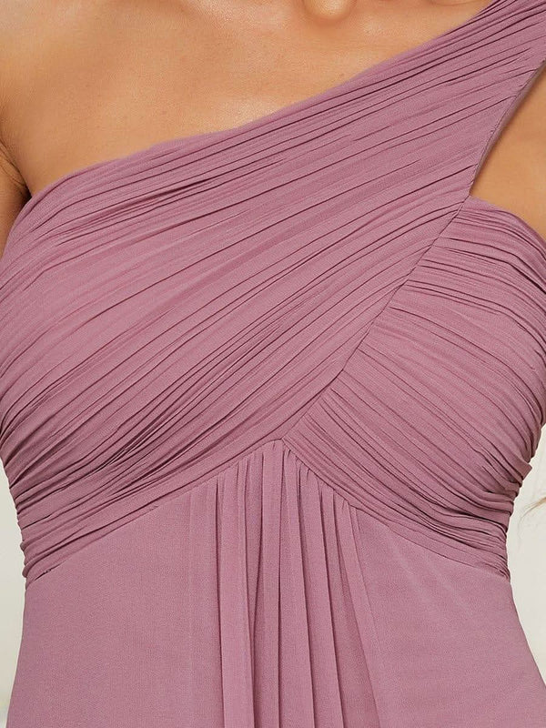 ever ANAYA|One Shoulder Pleated Chiffion Bridesmaid Sleeves1